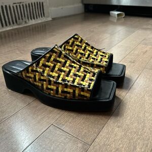 Eckhaus Latta interwoven 55mm leather platform sandals